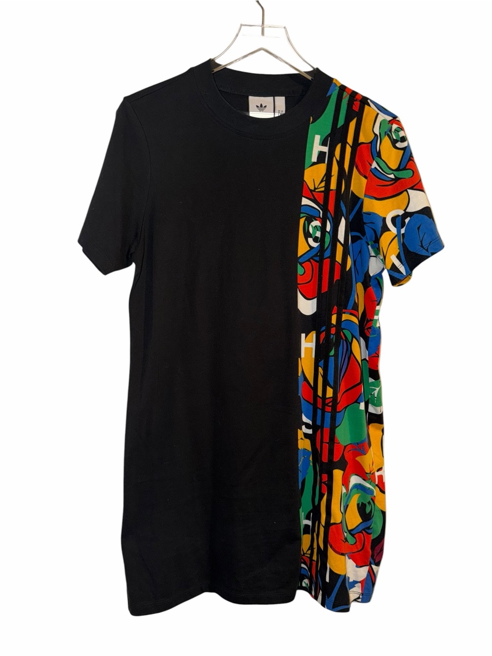 Adidas Black Tee  Rich Mnisi collaboration with Floral Print Panel